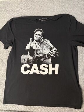 Marshall Black Graphic Tee with White Cash Print